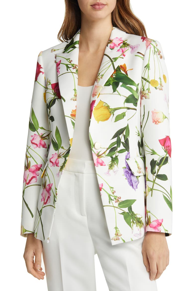 Ziahh Floral Jacket, Main, color, WHITE