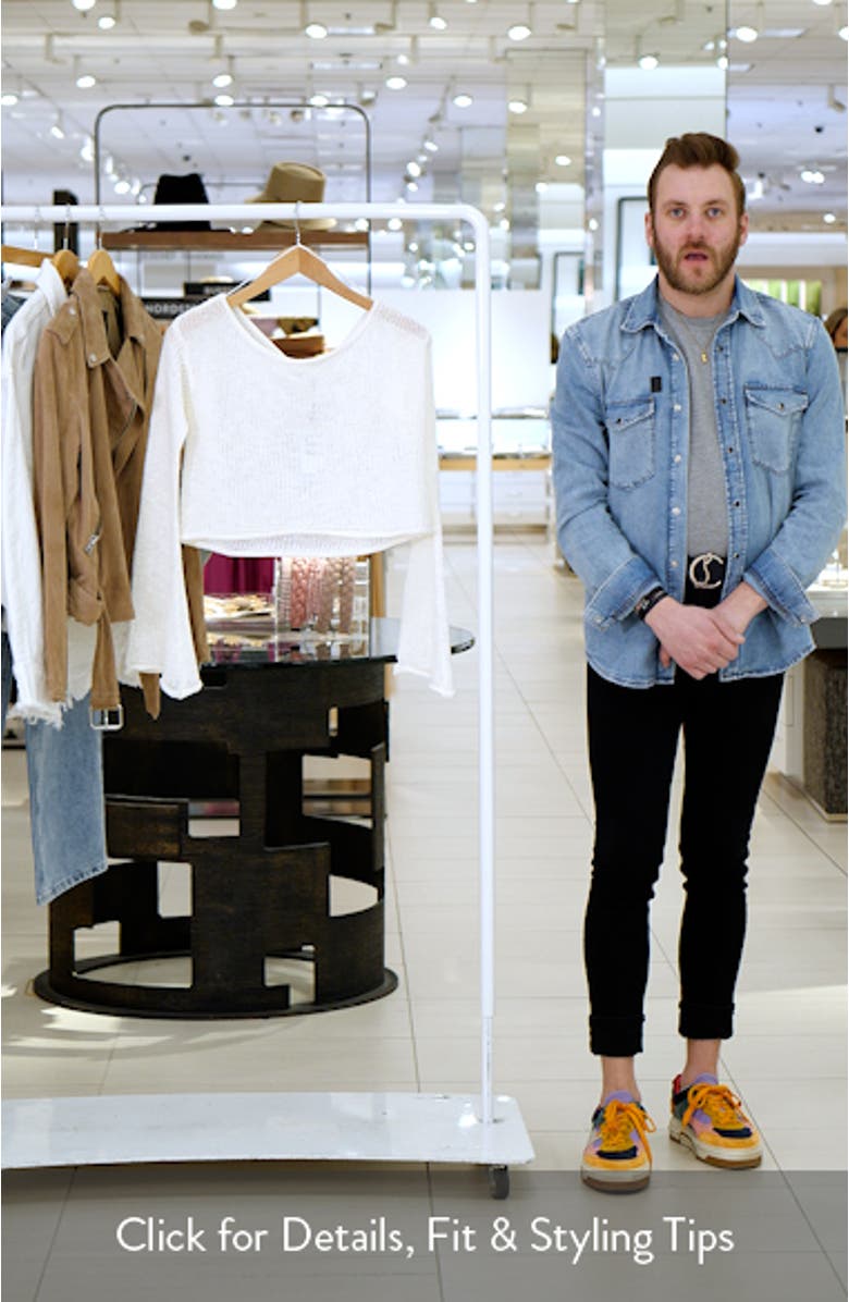 Cafe Pari Open Stitch Off the Shoulder Crop Sweater, sales video thumbnail