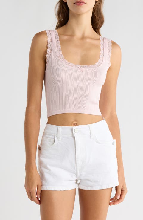 Lace Trim Crop Tank