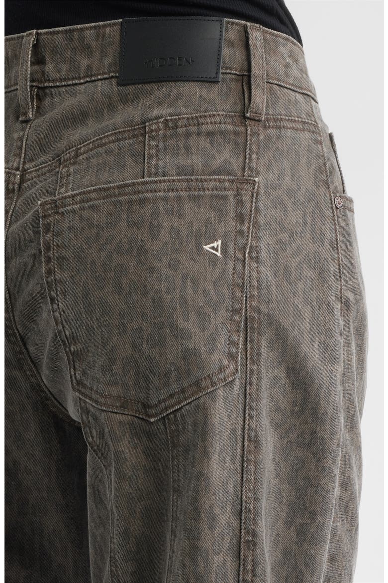 Seamed Cheetah Print Barrel Leg Jeans, Alternate, color, BROWN