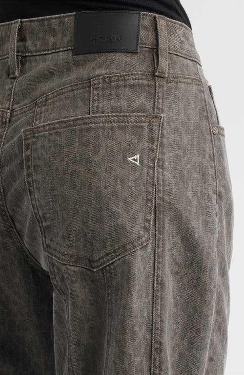 Hidden Jeans Seamed Cheetah Print Barrel Leg Jeans In Brown