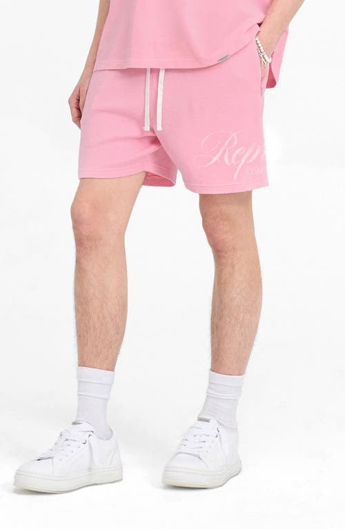 Represent Owners' Club Cotton Mesh Drawstring Shorts In Pink