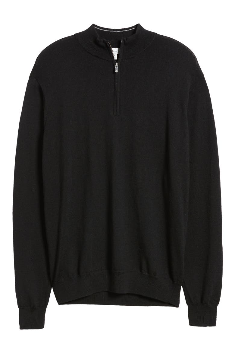 Crown Soft Quarter Zip Merino Wool Blend Pullover, Alternate, color, BLACK