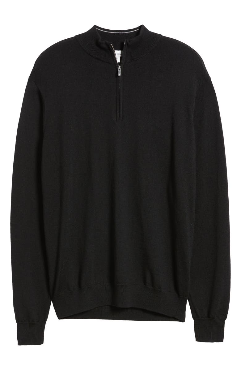 Peter Millar Crown Soft Quarter Zip Merino Wool Blend Pullover, Alternate, color, Black