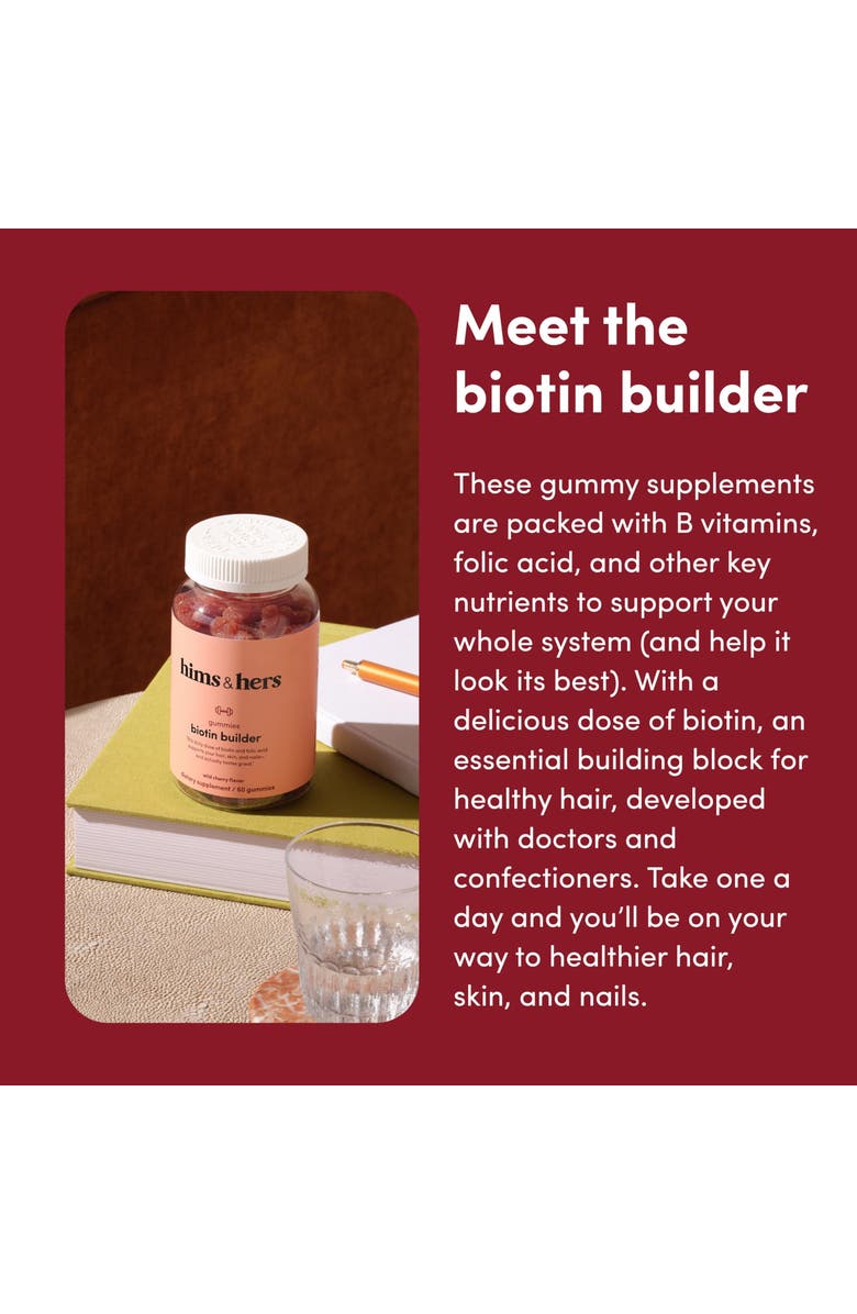 HIMS 
HERS Biotin Builder Gummies  Vitamin-Rich, Hair and Nail Strengthening Wild, Alternate, color, Coral
