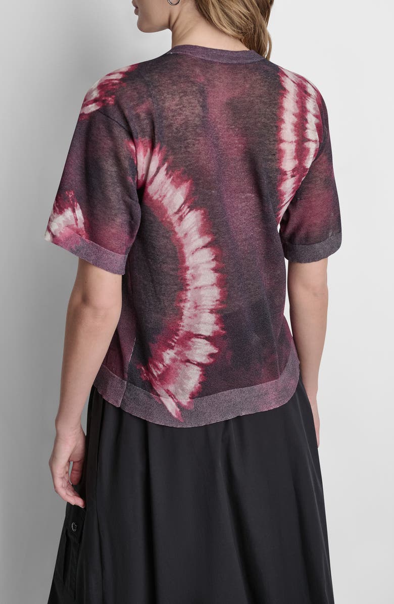 DKNY Tie Dye Short Sleeve Cotton Blend Sweater, Alternate, color, Firework Tiedye