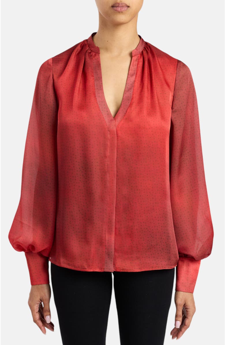Santorelli Willow Buttoned Blouse, Main, color, Scarlet