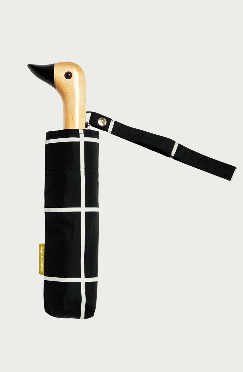 Original Duckhead Eco-Friendly Compact Duck Umbrella, Main, color, Black / White Grid