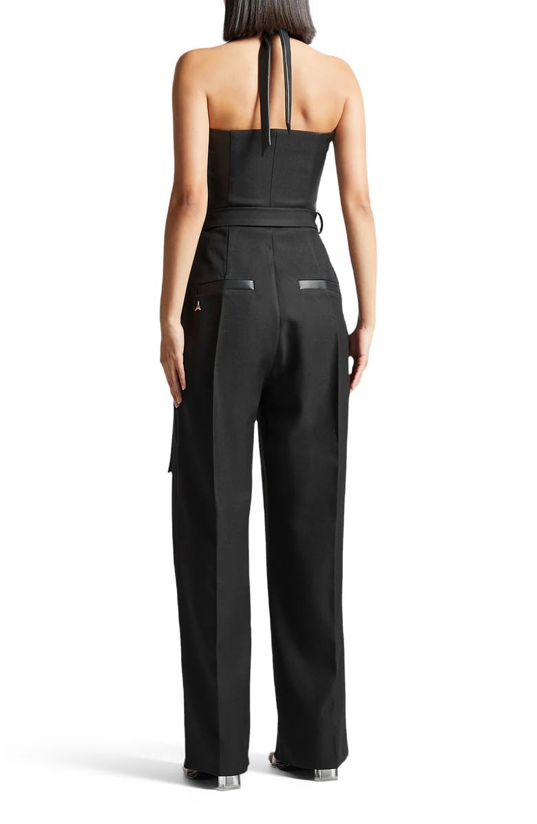 Manière De Voir Sabine Tailored Pleat Jumpsuit with Belt, Alternate, color, Black