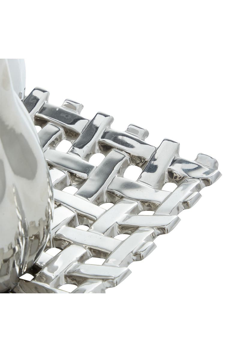 Silver Ceramic Decorative Fruit Sculpture with Plate - Set of 4, Alternate, color, SILVER