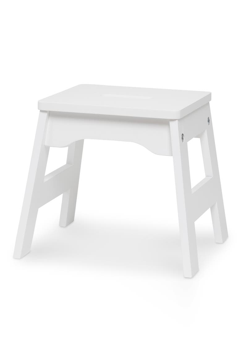 Set of 2 Wooden Stools, Alternate, color, WHITE