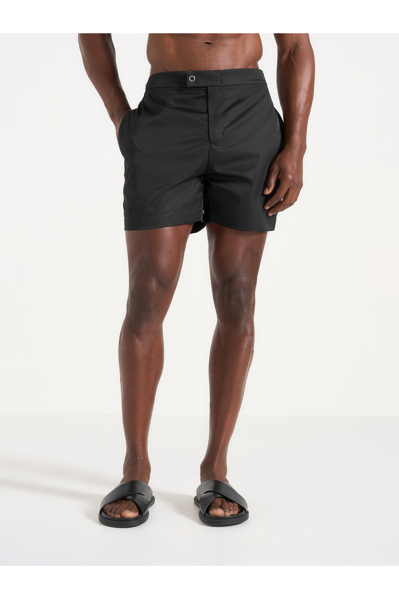 Brian Polished Nylon Swim Shorts, Alternate, color, Black