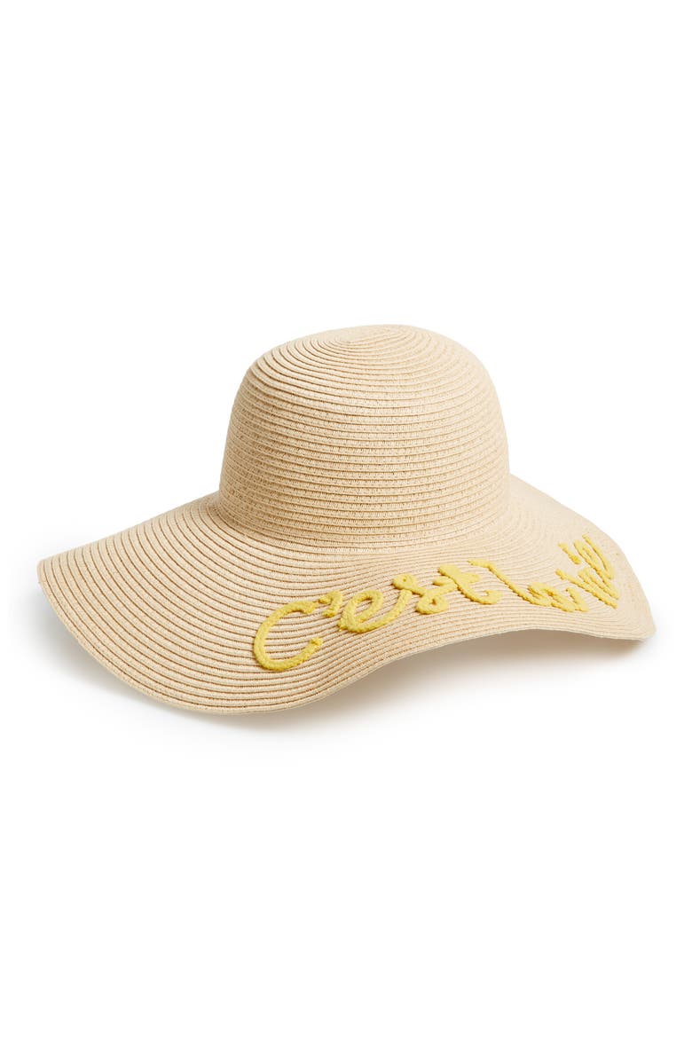 C'est La Vie Floppy Straw Hat, Main, color, NATURAL/ YELLOW
