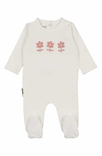 Manière Floral Smocked Cotton Blend Footie