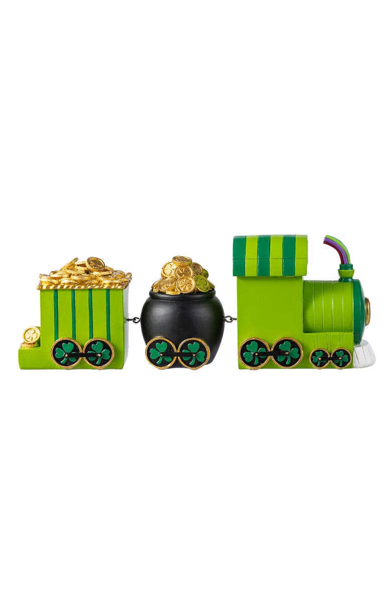 Glitzhome Set of 3 St.Patrick
s Resin Leprechaun Train Table Decor, Alternate, color, Green