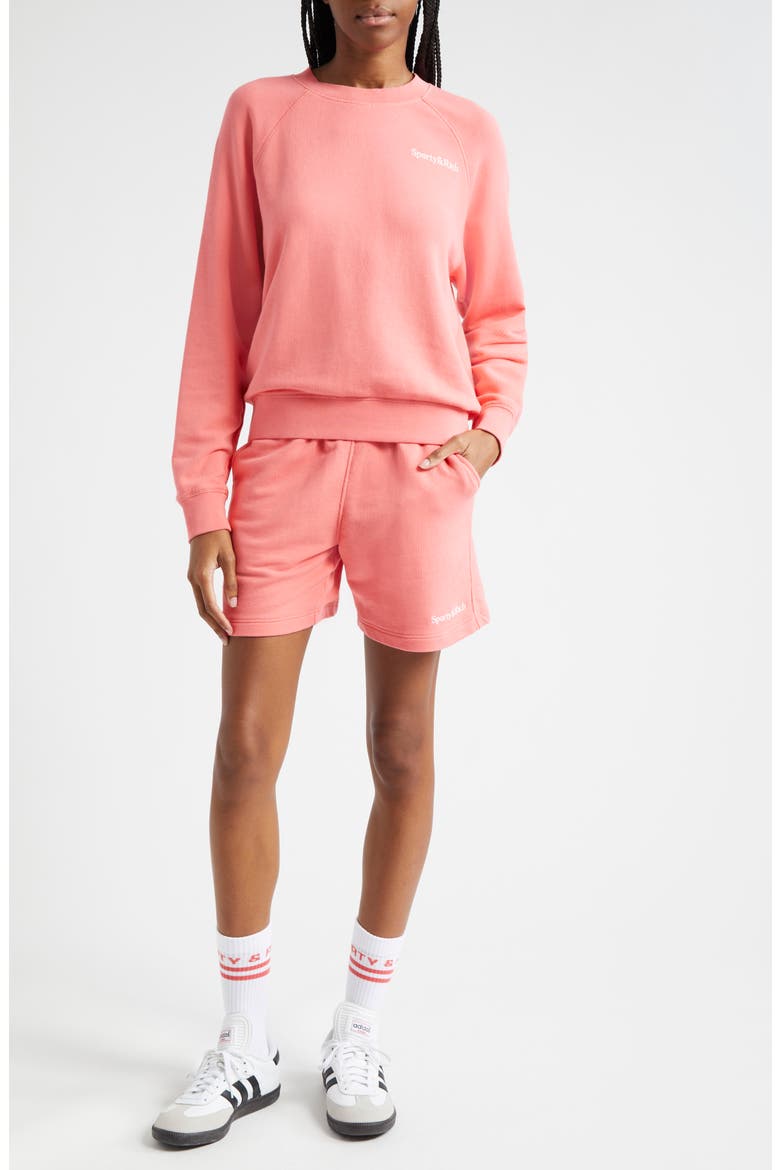 Serif Logo Stretch Organic Cotton Gym Shorts, Alternate, color, COTTON CANDY