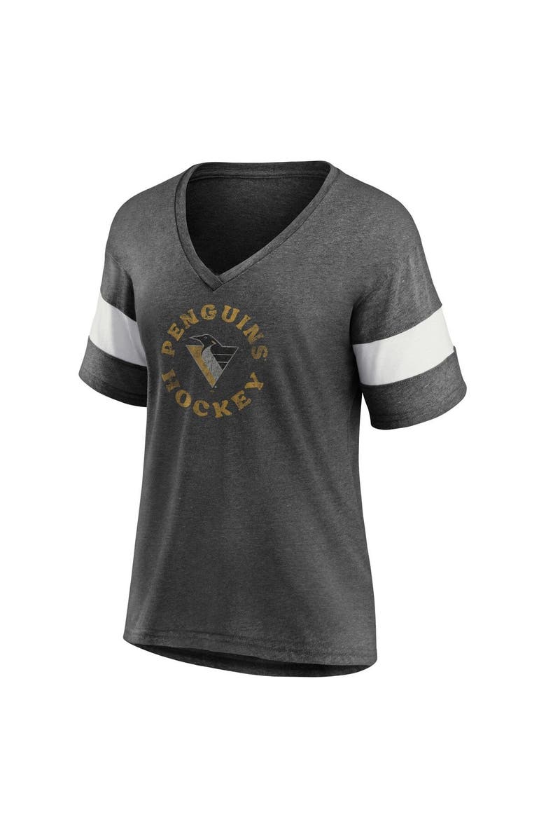 FANATICS Women's Fanatics Branded Heather Charcoal Pittsburgh Penguins Special Edition 2.0 Ring The Alarm V-Neck T-Shirt, Alternate, color, Heather Charcoal