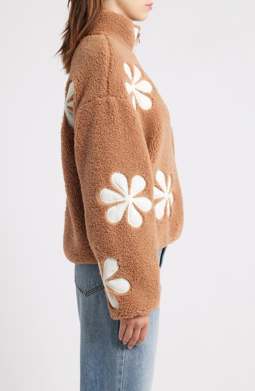 Thread & Supply Flower Patch Faux Shearling Jacket In Brown