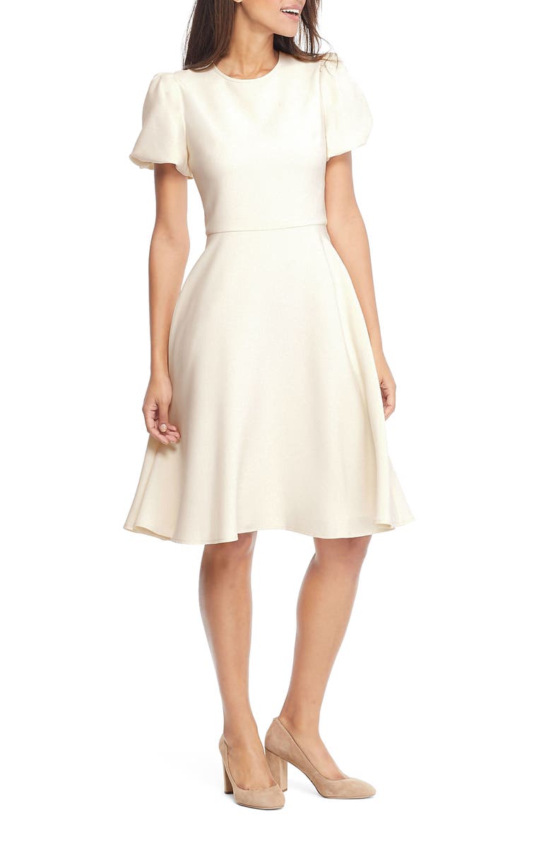 Gal Meets Glam Collection Krista Puff Sleeve Crepe Fit & Flare Dress | Nordstrom Gal Meets Glam Collection Krista Puff Sleeve Crepe Fit & Flare Dress | Nordstrom