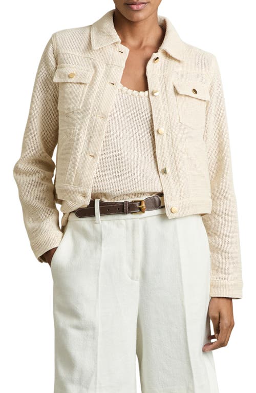 Reiss Neutral Cotton-blend Textured Trucker Jacket In Neutral