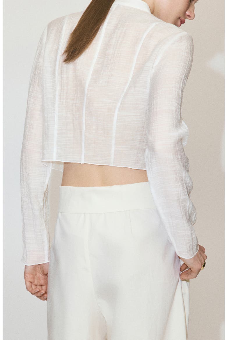 Semi-Sheer Textured Top, Alternate, color, OFF WHITE