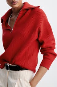 MANGO Quarter Zip Sweater