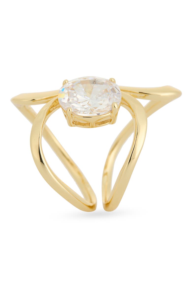 Demi Fine Cubic Zirconia Loop Ring, Alternate, color, CLEAR- GOLD