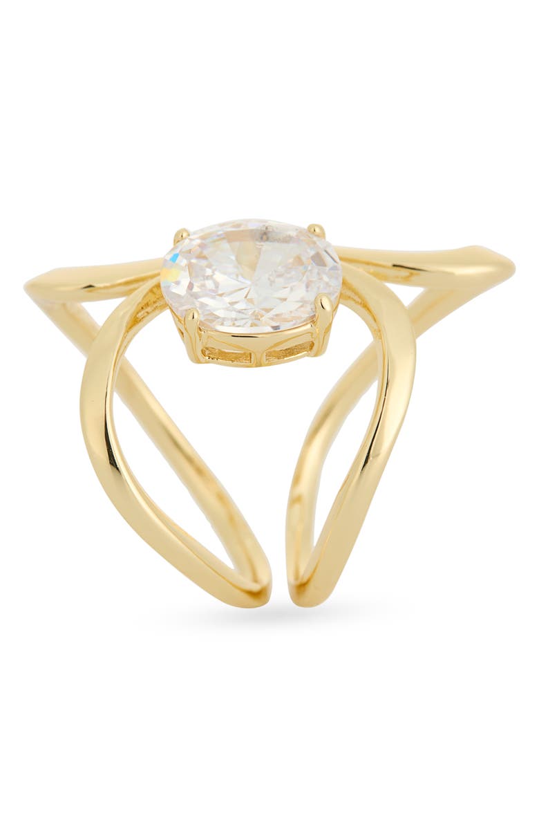 NORDSTROM RACK Demi Fine Cubic Zirconia Loop Ring, Alternate, color, Clear- Gold
