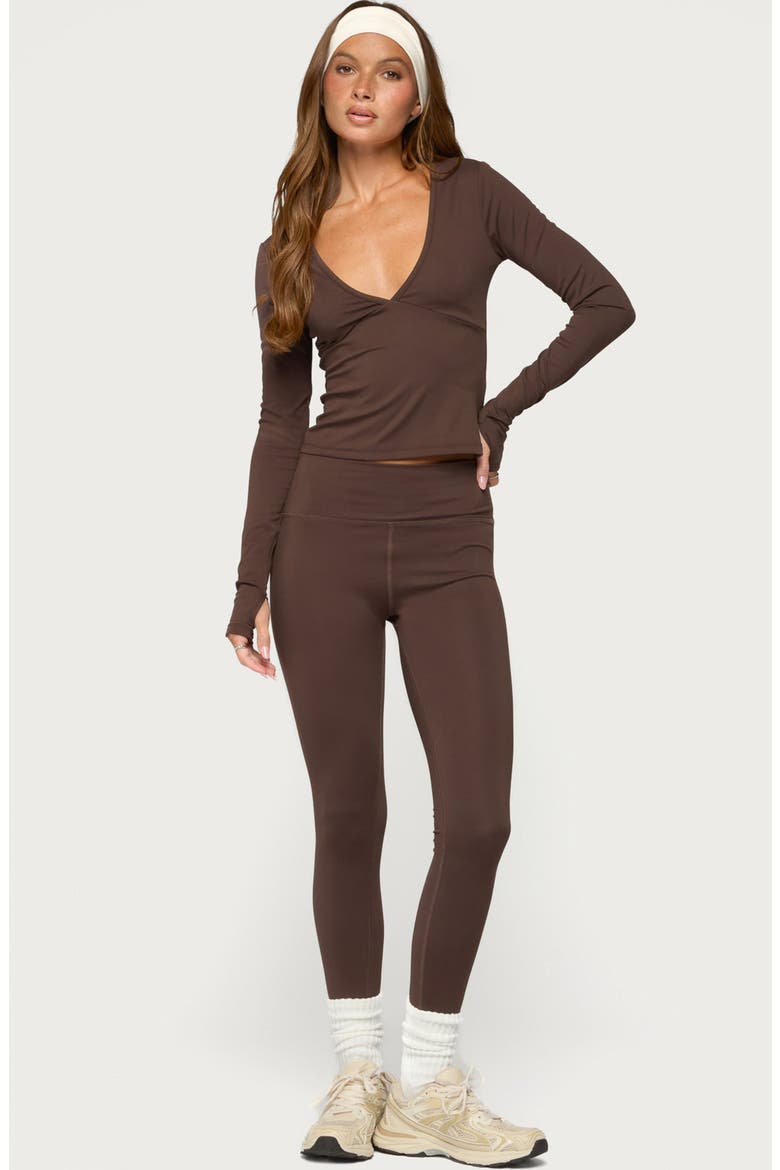 Seana V-Neck Long Sleeve Performance Top, Alternate, color, BROWN