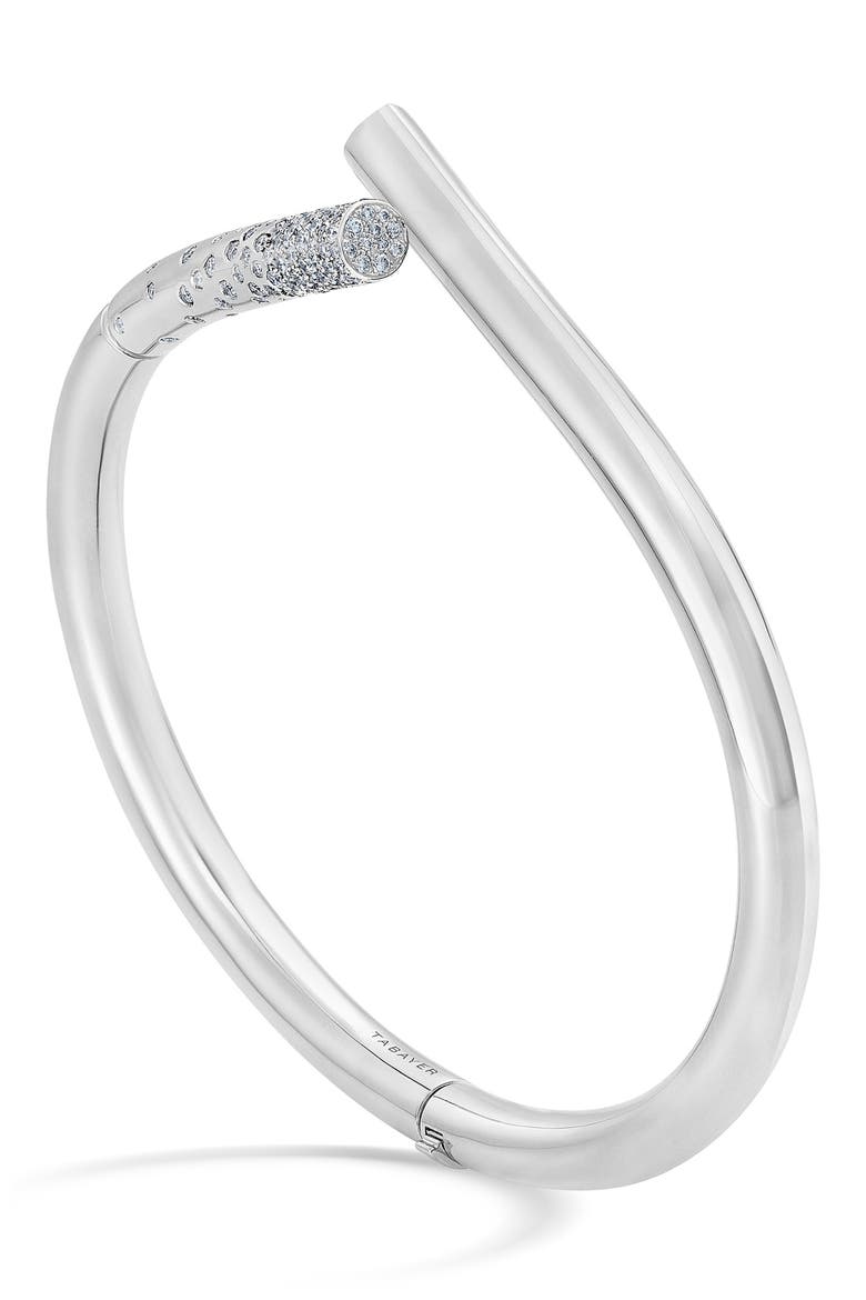 Oera Pavé Diamond Hinged Bracelet, Alternate, color, WHITE GOLD