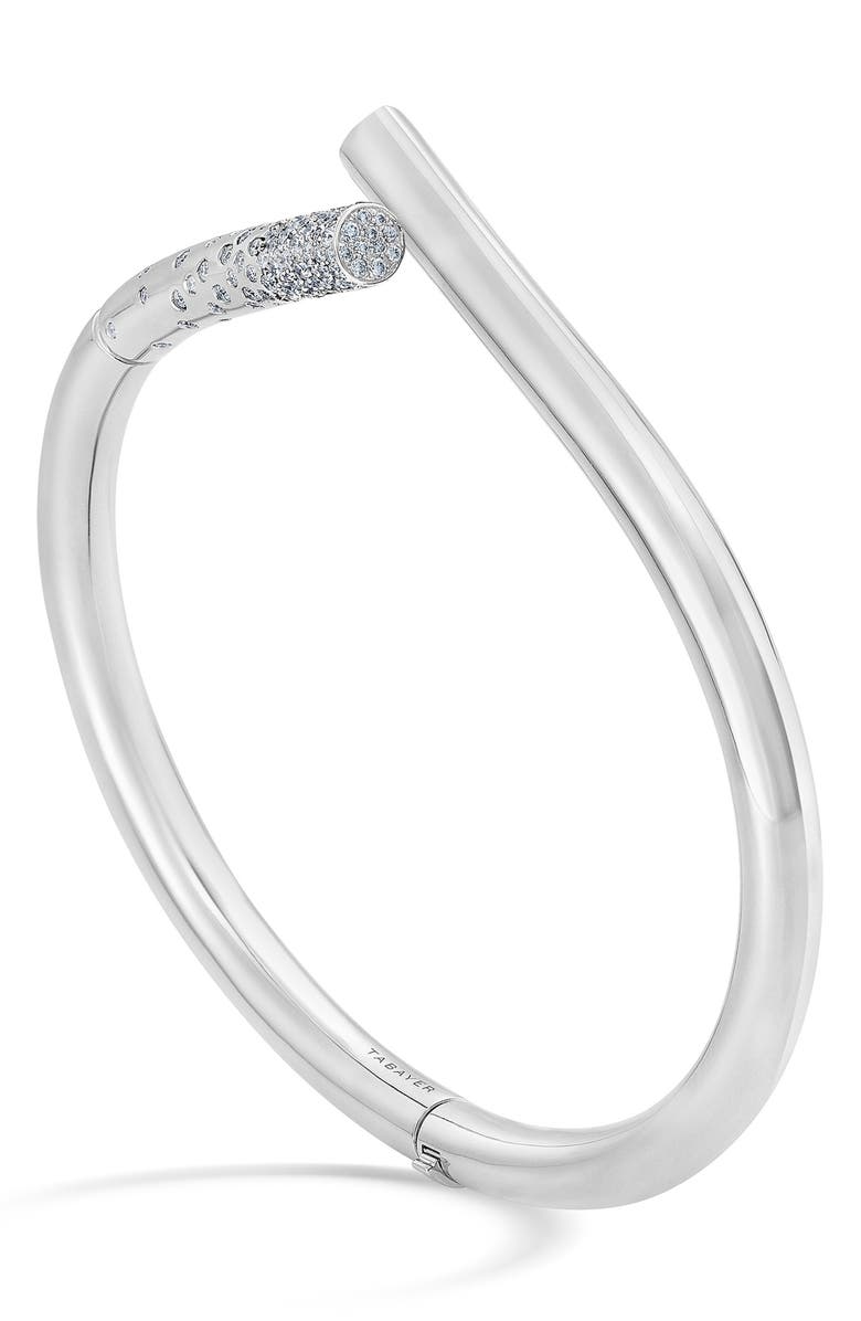 TABAYER Oera Pavé Diamond Hinged Bracelet, Alternate, color, White Gold