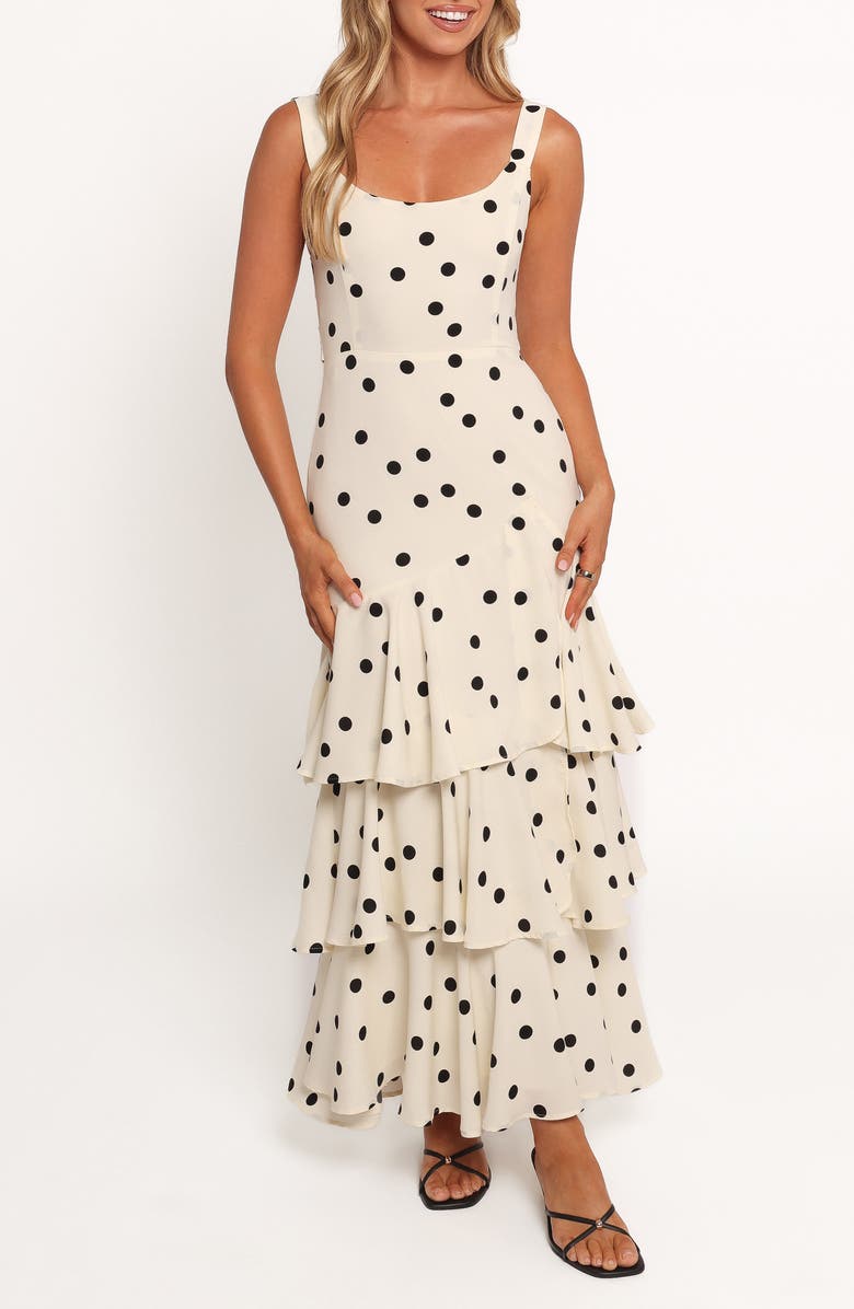 Petal & Pup Mabel Polka Dot Tiered Maxi Sundress, Main, color,