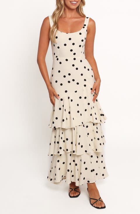 Mabel Polka Dot Tiered Maxi Sundress