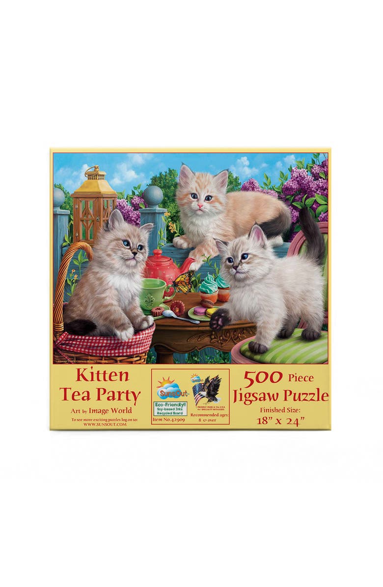 Sunsout Kitten Tea Party 500 piece Jigsaw Puzzle for Adults, Alternate, color, Multicolor