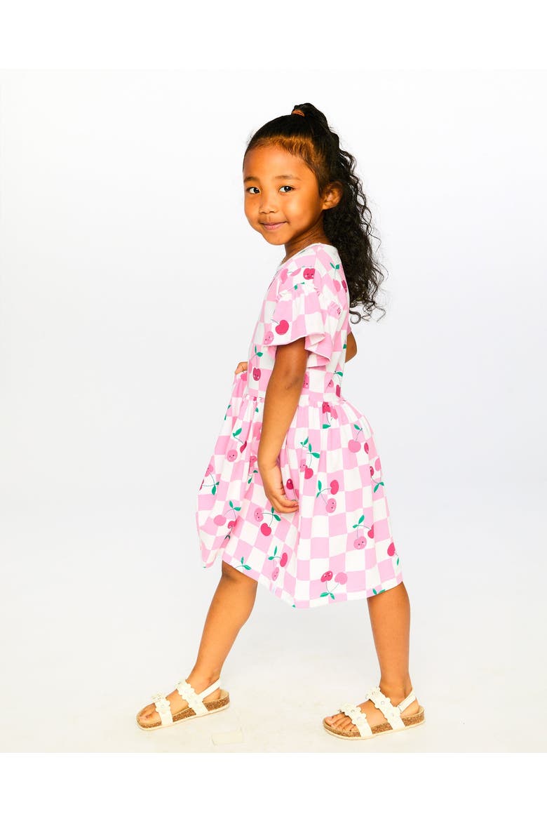 Organic Cotton Jersey Cherries Short Sleeve Dress, Alternate, color, Pink Printed Cherries