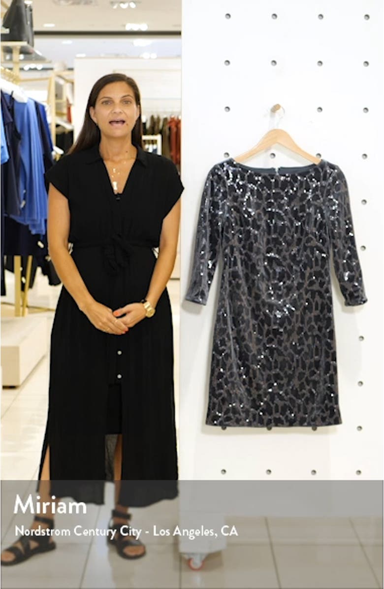 Sequin Velvet Sheath Dress, sales video thumbnail