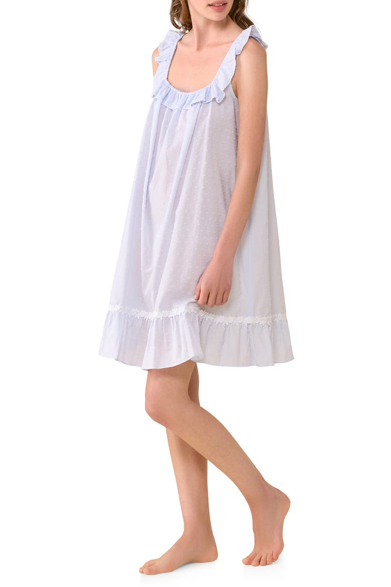 Swiss Dot Sleeveless Cotton Chemise Nightgown, Alternate, color, BLUE