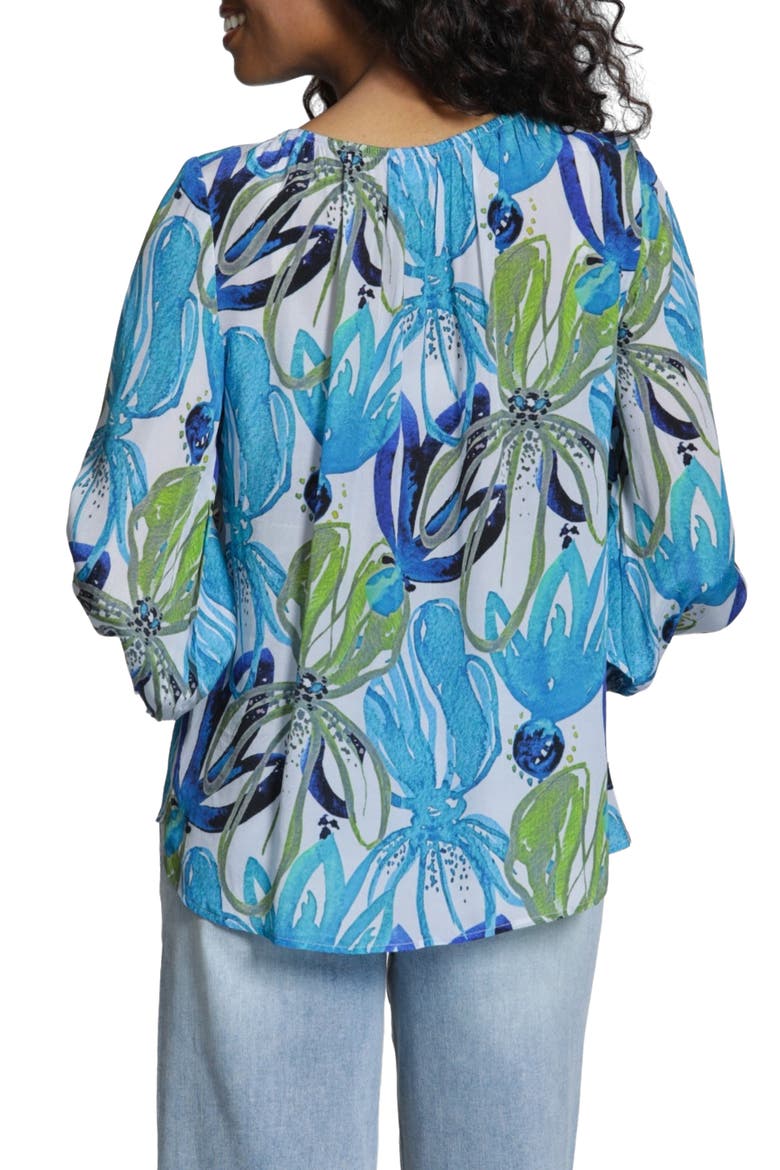 Print Blouson Sleeve Top, Alternate, color, BLUE GREEN MULTI