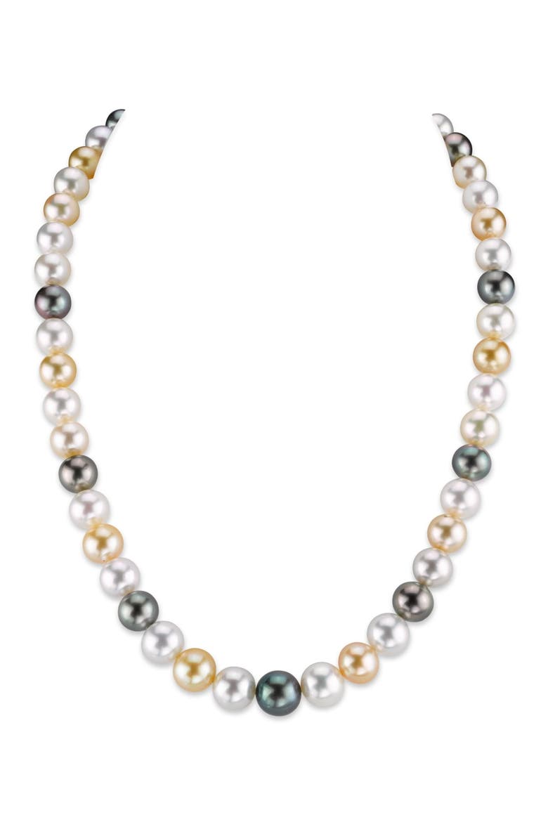8-10mm South Sea Multicolor Pearl Necklace - Premier AAAA Quality, Main, color, Yellow Gold Clasp