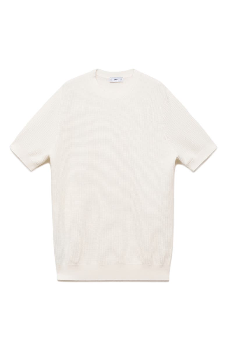MANGO Textured Cotton Knit T-Shirt, Alternate, color, Off White