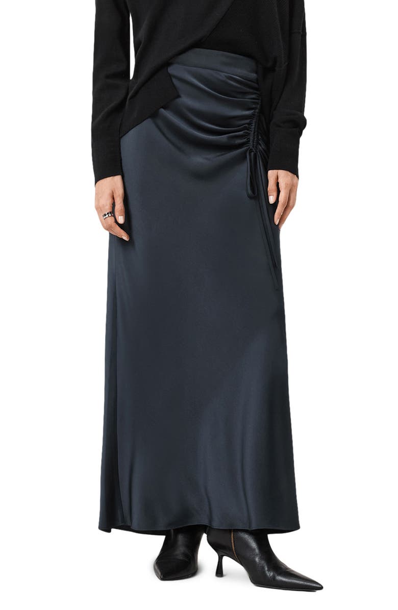 AllSaints Alexia Ruched Skirt, Main, color, Collegiate Blue