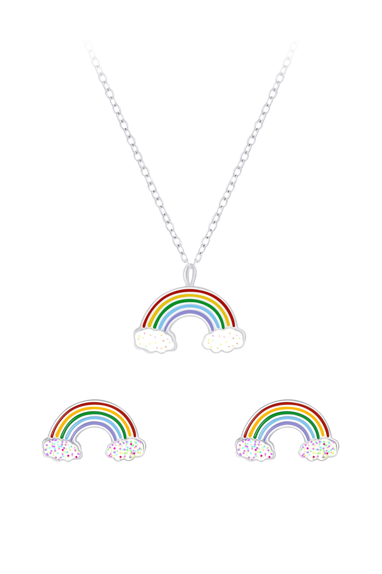 Sterling Silver Rainbow Jewelry Set in Signature Gift Box, Alternate, color, Silver