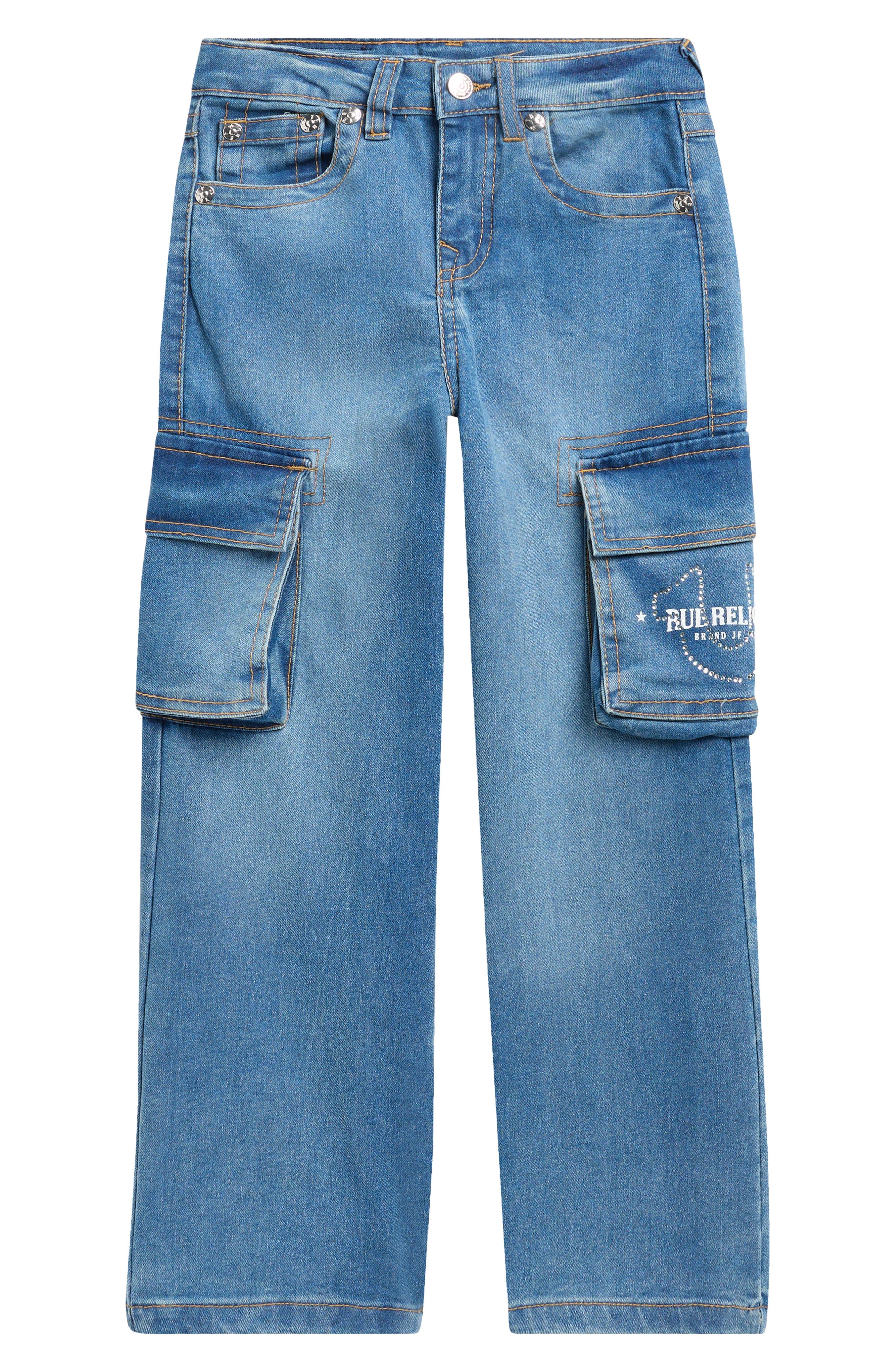 True Religion Kids' Leila Wide Leg Cargo Jeans
