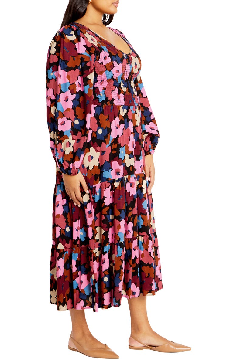 City Chic Jayden Long Sleeve Tiered Dress, Alternate, color, 