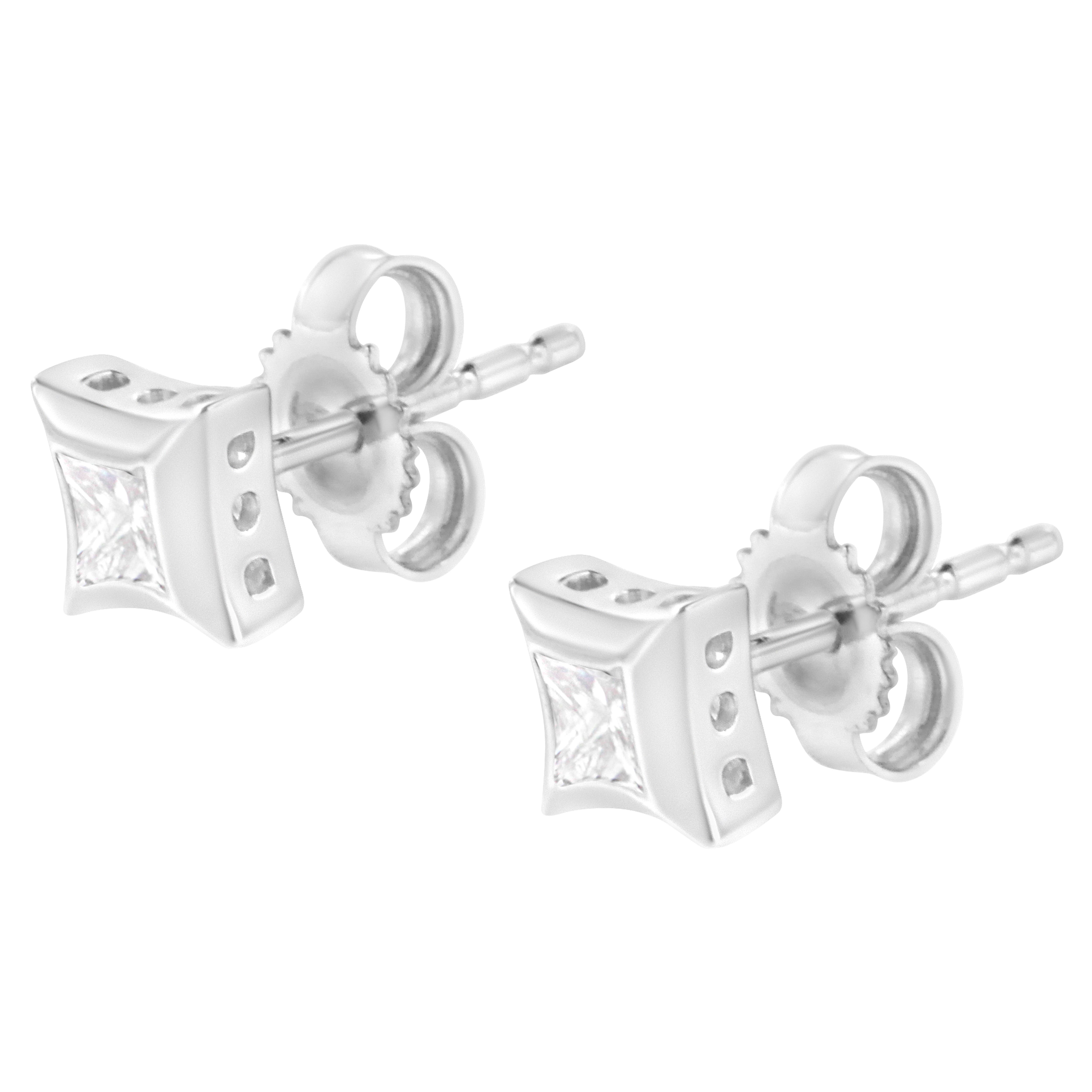 Haus of Brilliance Sterling Silver 1/3 Cttw Princess Cut Diamond Square ...