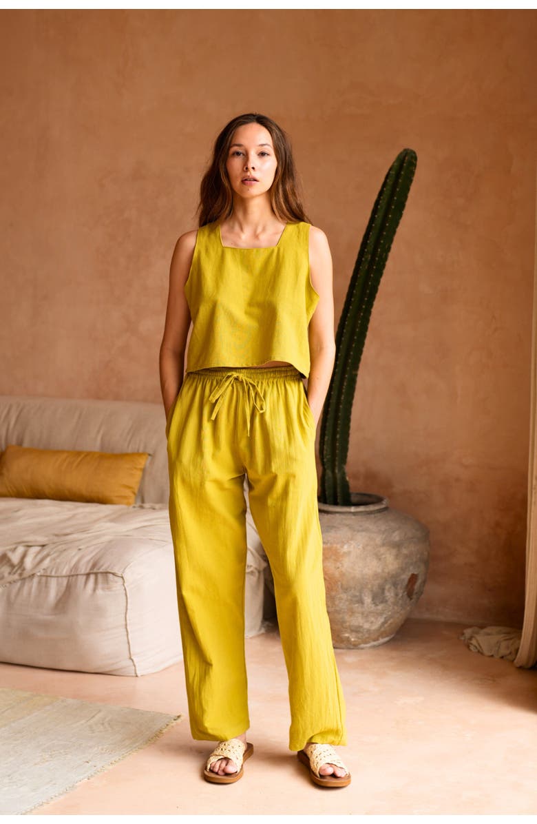 PINK HALEY Becca Linen Pants, Alternate, color, Lemongrass