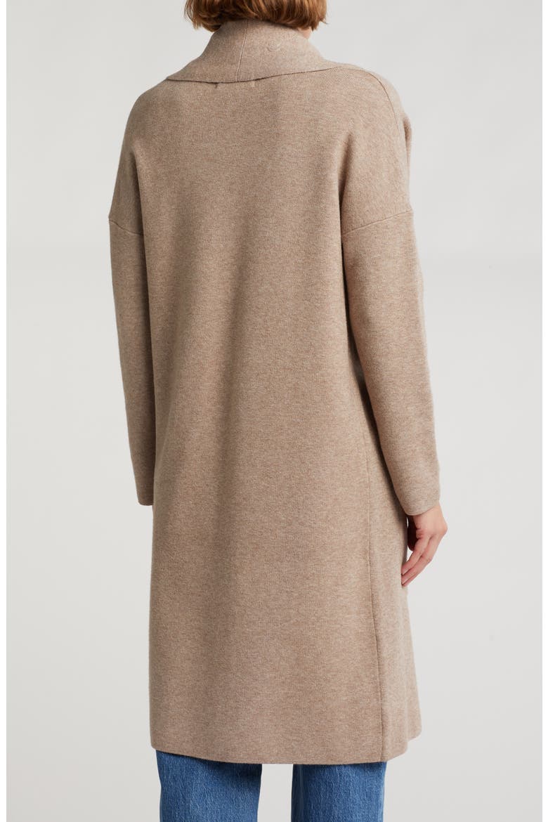 Alicia Open Front Long Cardigan, Alternate, color, TAPIOCA HEATHER