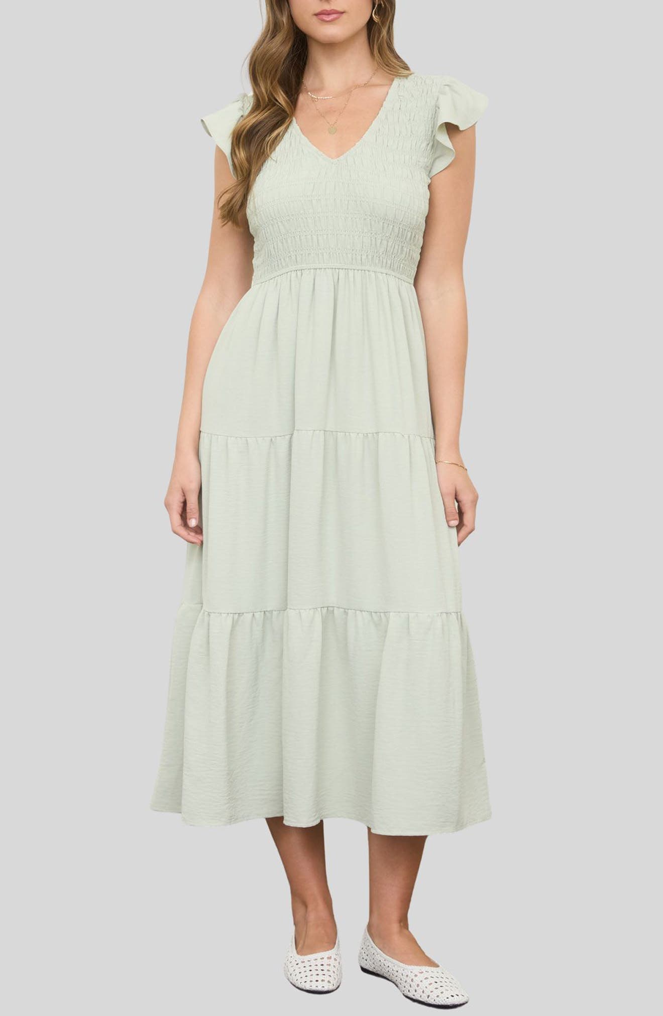 Blu Pepper Smocked Maxi Dress