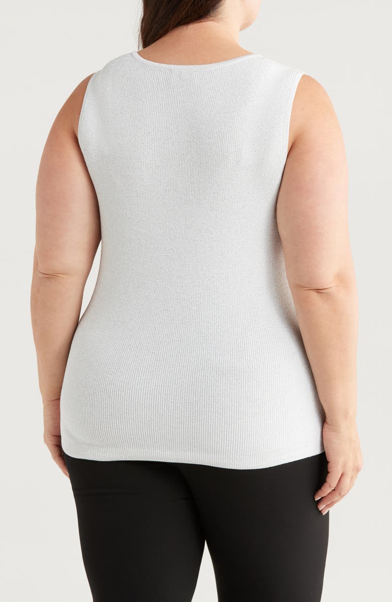 Tahari ASL Metallic Sweater Tank, Alternate, color, White
