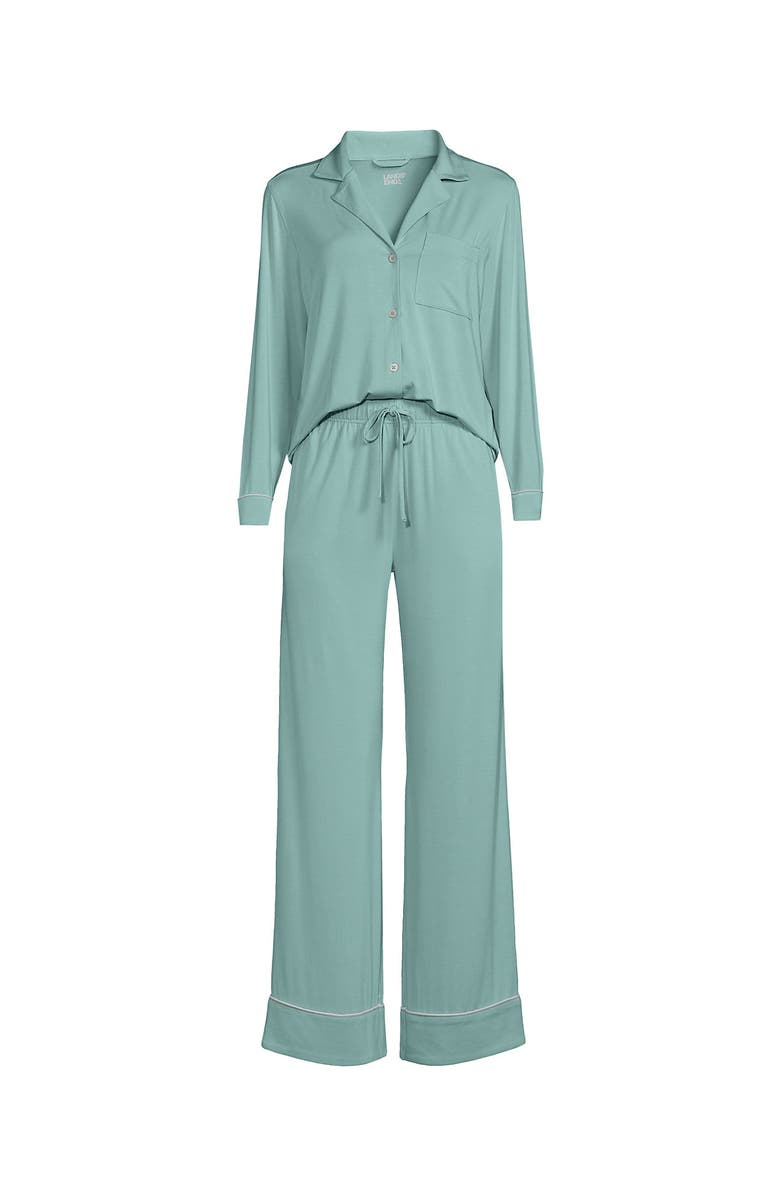 Lands' End Cooling 2 Piece Pajama Set - Long Sleeve Top and Pants, Alternate, color, 